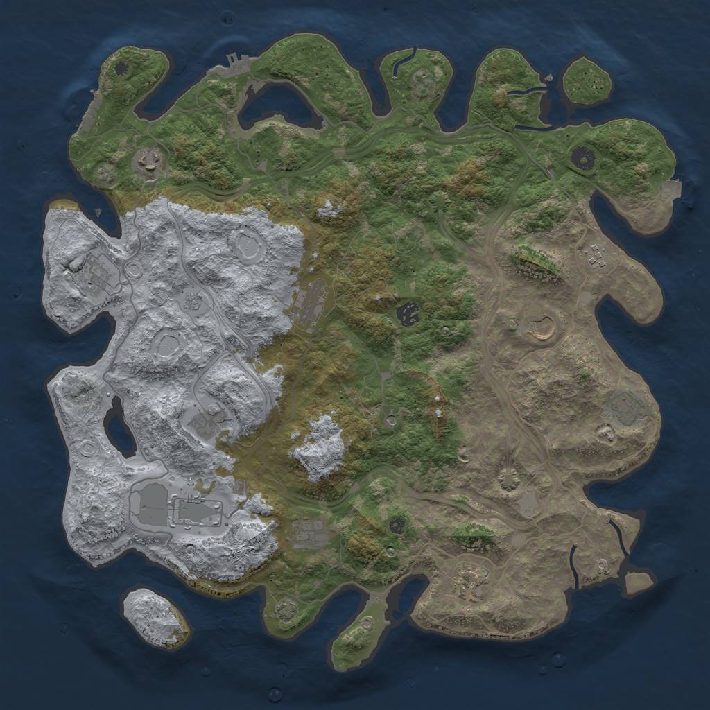 Rust Map: Procedural Map, Size: 4500, Seed: 27594321, 19 Monuments