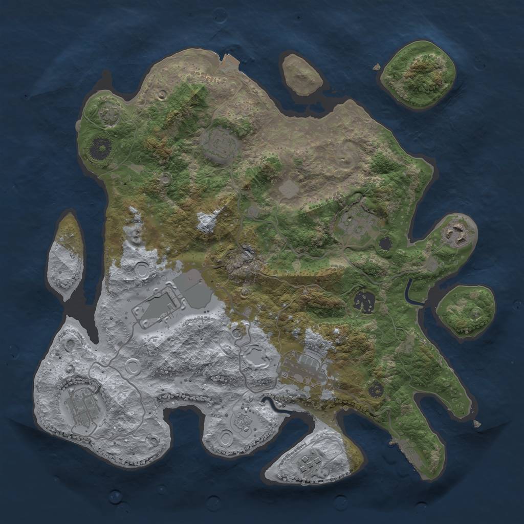 Rust Map: Procedural Map, Size: 3500, Seed: 94893132, 15 Monuments