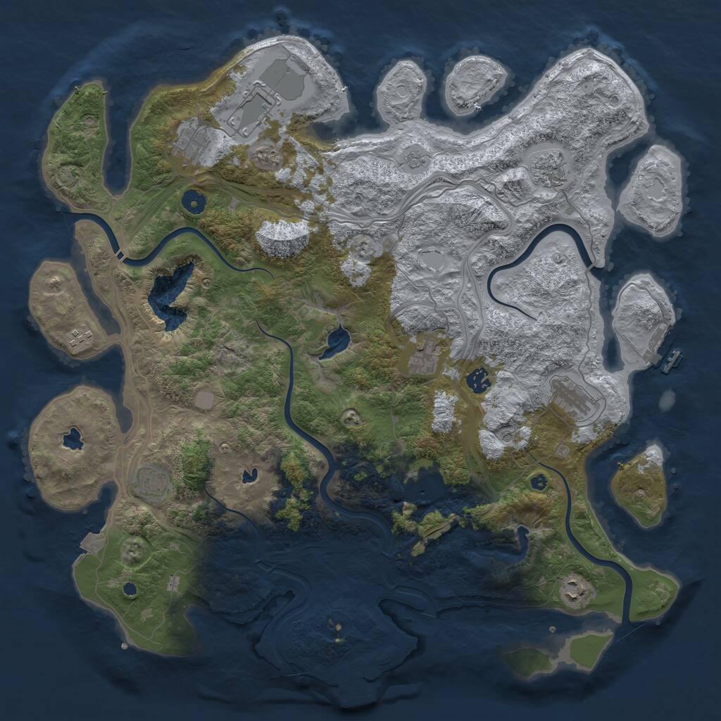 Rust Map: Procedural Map, Size: 4500, Seed: 1078767289, 16 Monuments