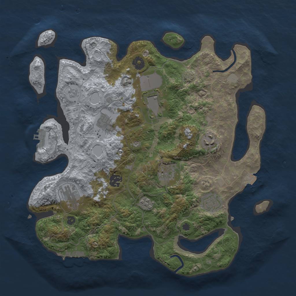 Rust Map: Procedural Map, Size: 3500, Seed: 1364673400, 16 Monuments