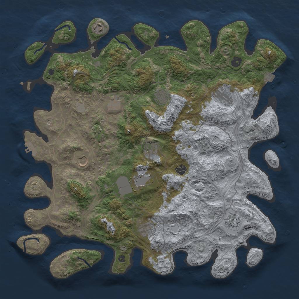 Rust Map: Procedural Map, Size: 4300, Seed: 718034175, 18 Monuments