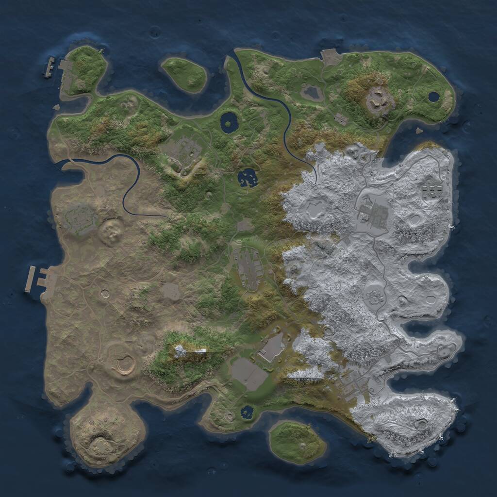 Rust Map: Procedural Map, Size: 3750, Seed: 1220231, 16 Monuments