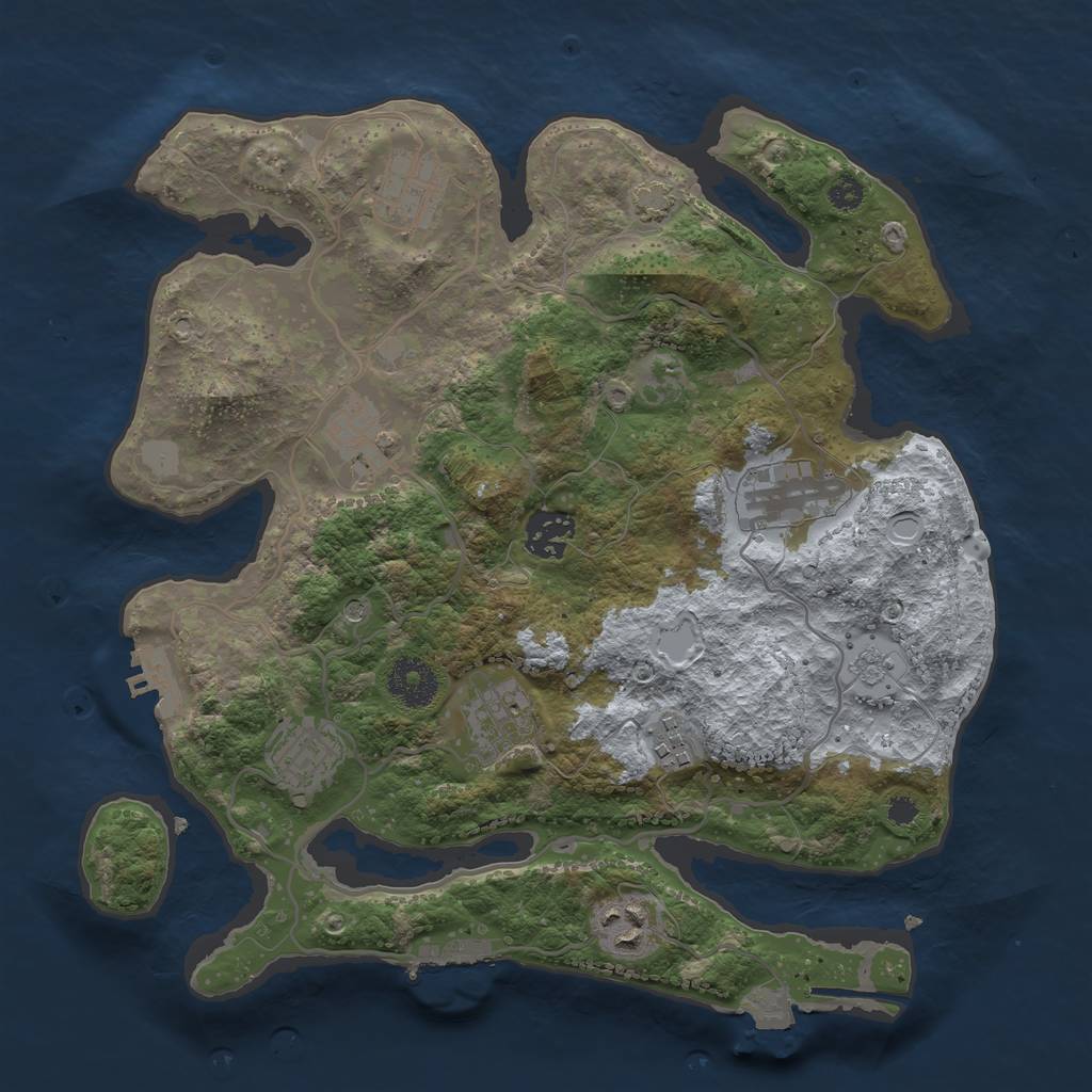 Rust Map: Procedural Map, Size: 3250, Seed: 1224117270, 16 Monuments