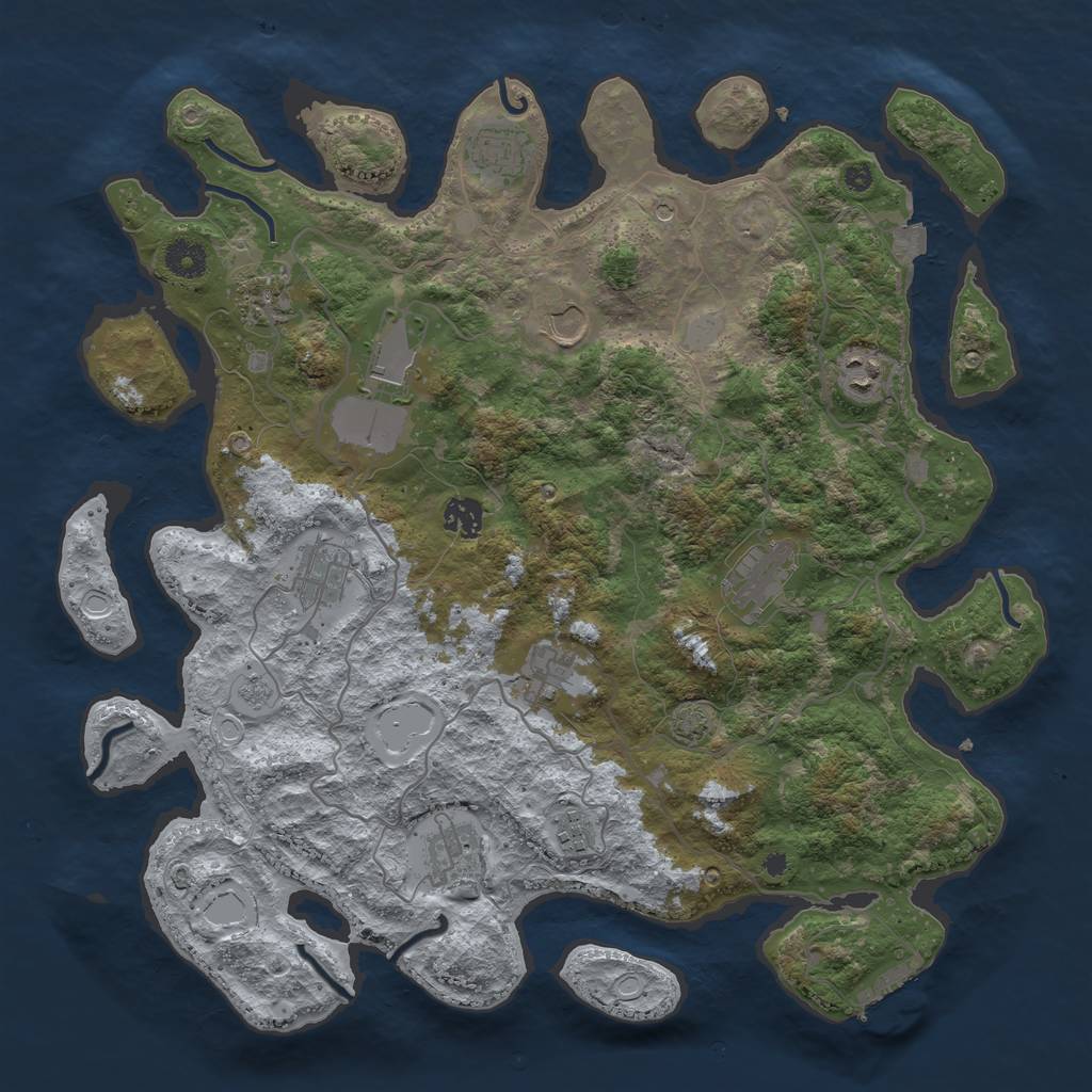 Rust Map: Procedural Map, Size: 4000, Seed: 796495073, 18 Monuments