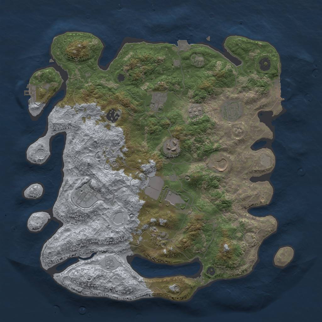 Rust Map: Procedural Map, Size: 3800, Seed: 46286, 17 Monuments