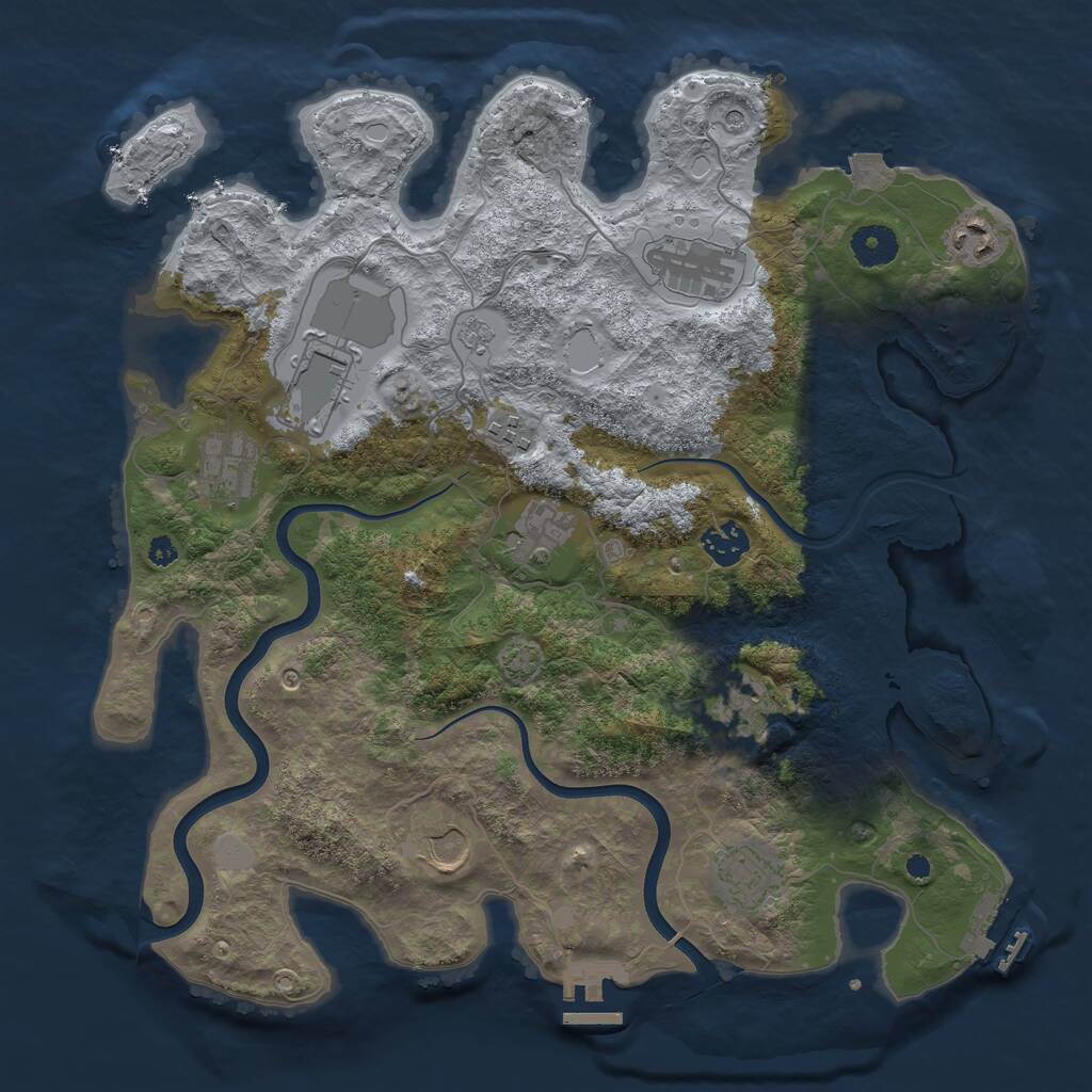 Rust Map: Procedural Map, Size: 3700, Seed: 1831676440, 16 Monuments