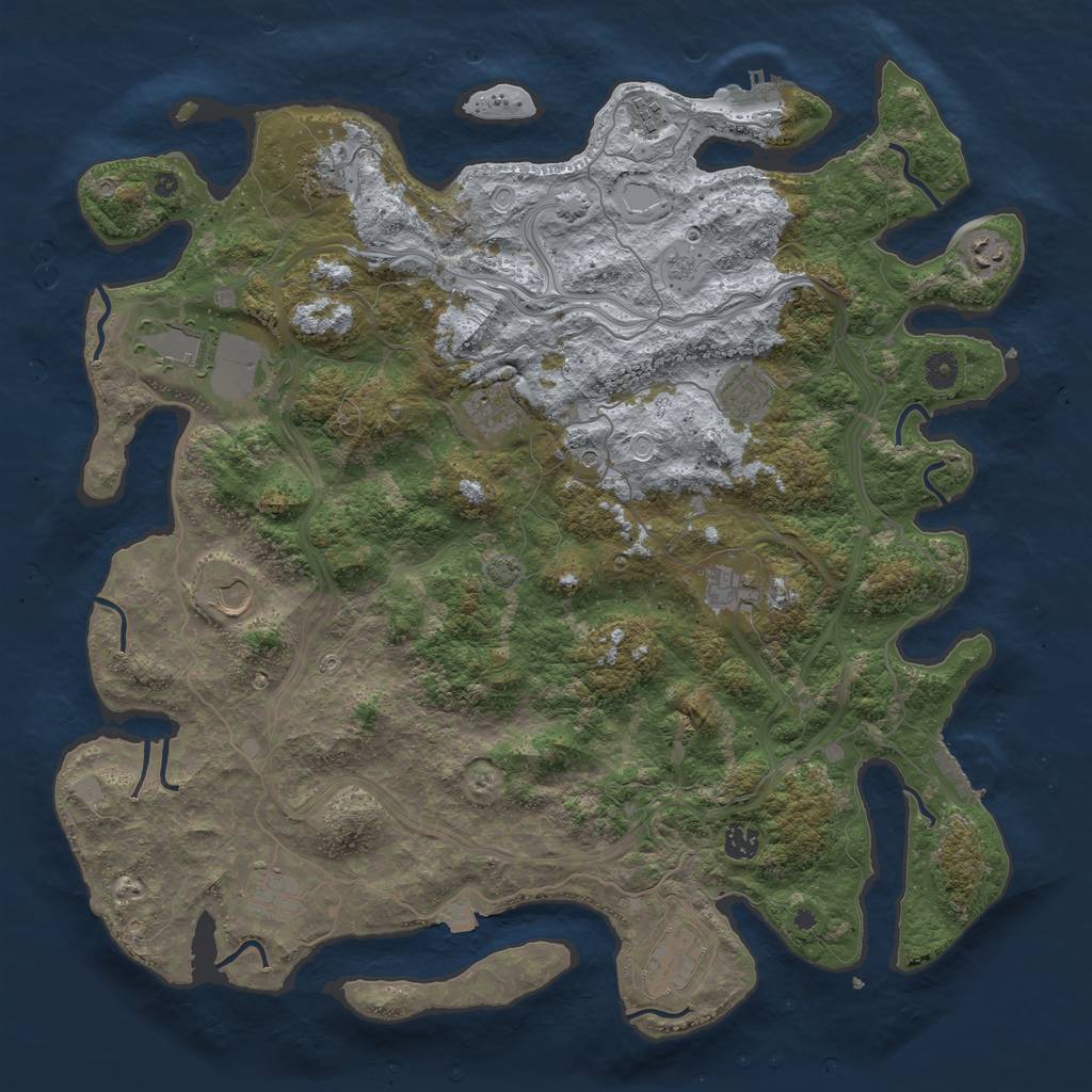 Rust Map: Procedural Map, Size: 4500, Seed: 1999215860, 19 Monuments