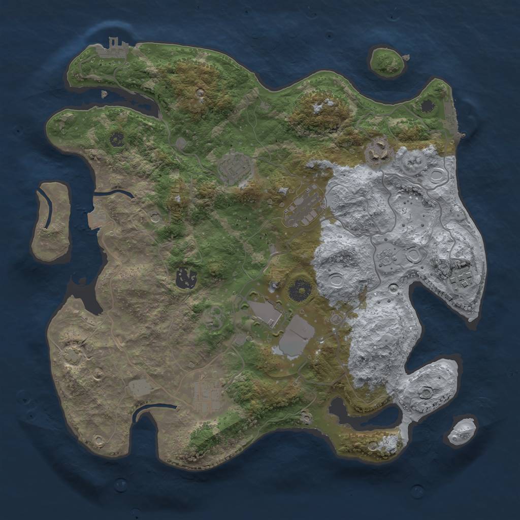Rust Map: Procedural Map, Size: 3500, Seed: 77549336, 15 Monuments