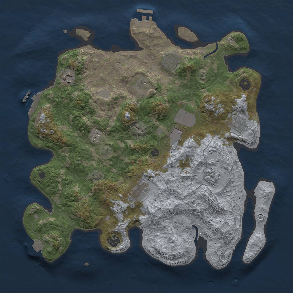 Rust Map: Procedural Map, Size: 3750, Seed: 705875716, 17 Monuments