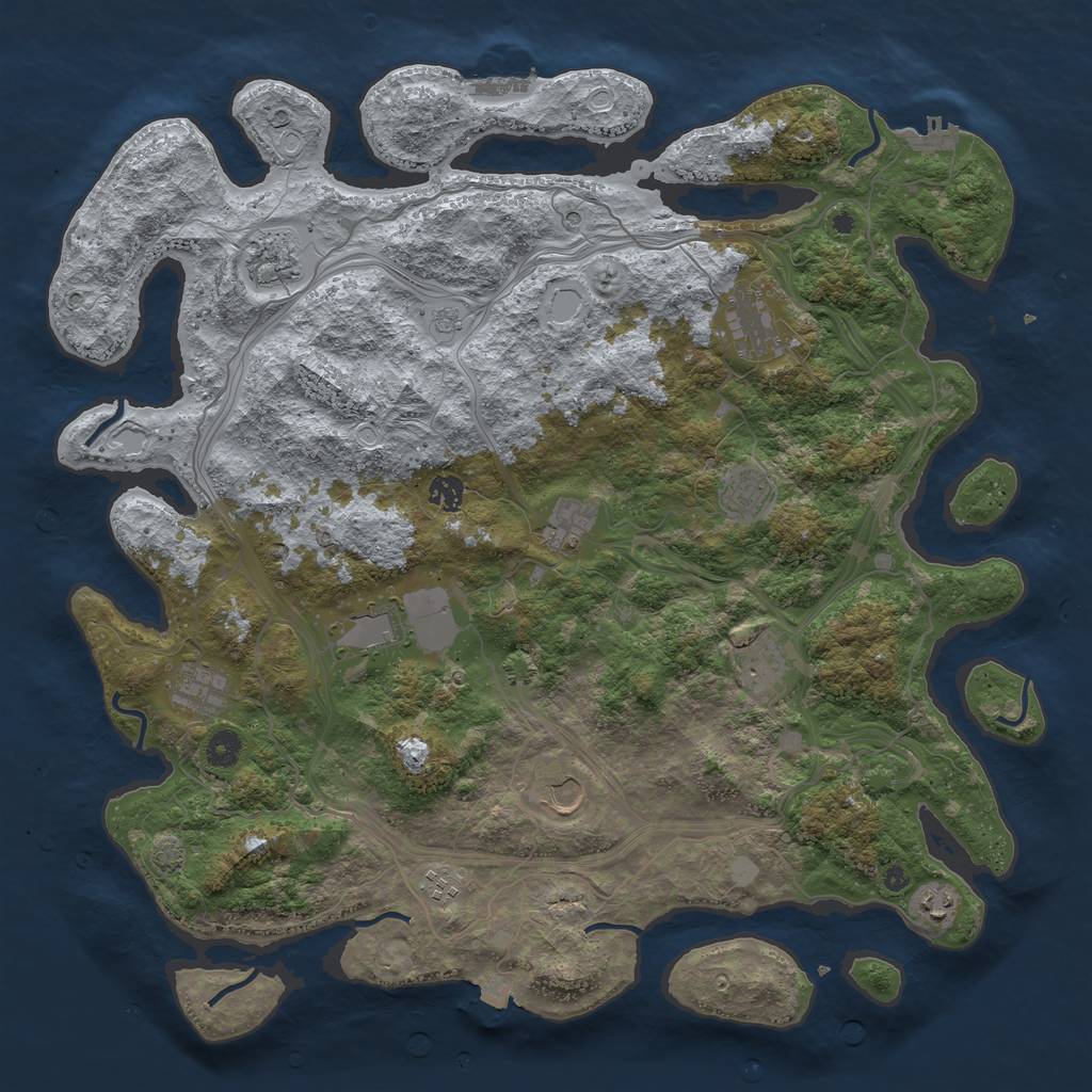 Rust Map: Procedural Map, Size: 4500, Seed: 2043910739, 19 Monuments