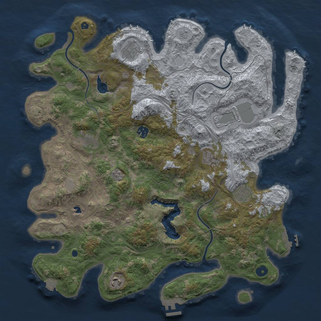 Rust Map: Procedural Map, Size: 4250, Seed: 974777041, 14 Monuments