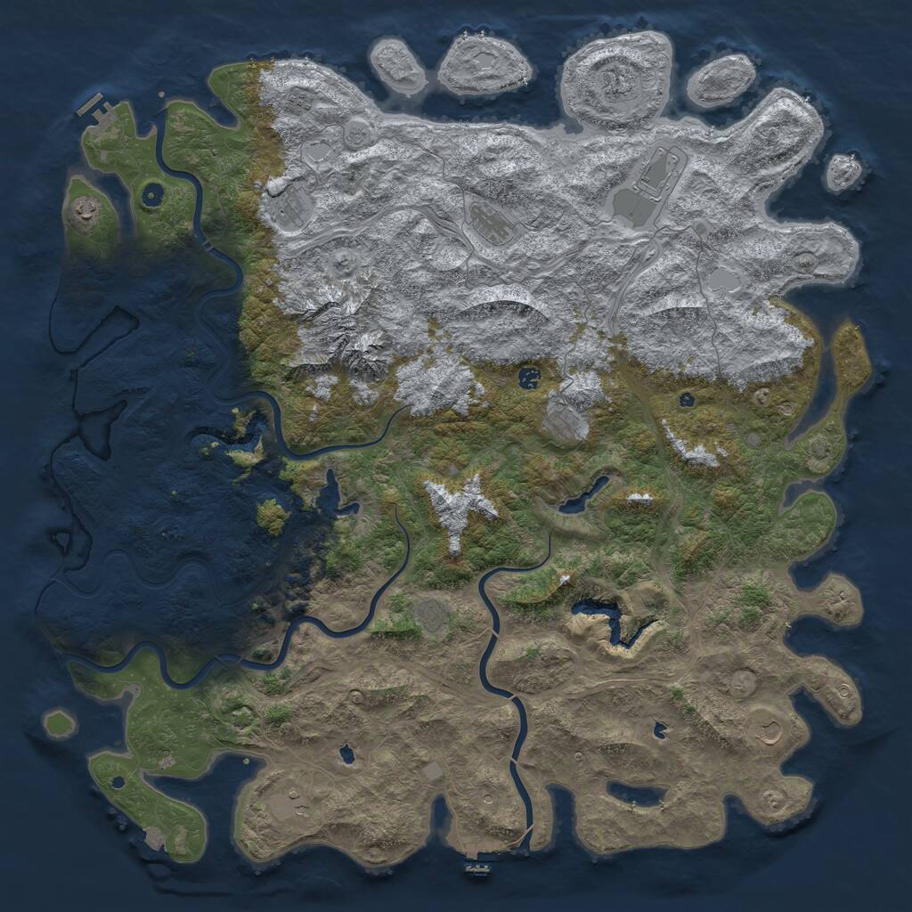 Rust Map: Procedural Map, Size: 6000, Seed: 2047698831, 17 Monuments