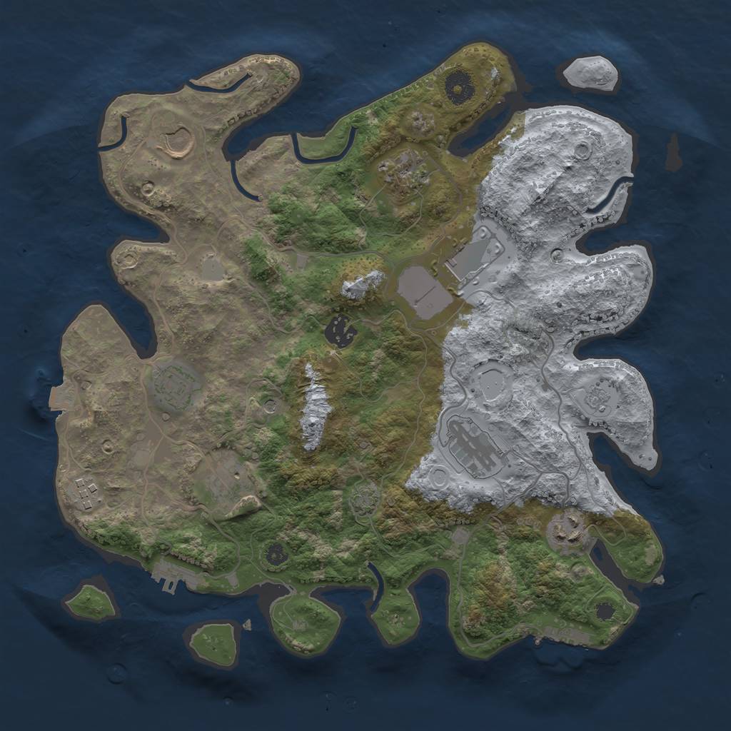 Rust Map: Procedural Map, Size: 3500, Seed: 1995447483, 17 Monuments