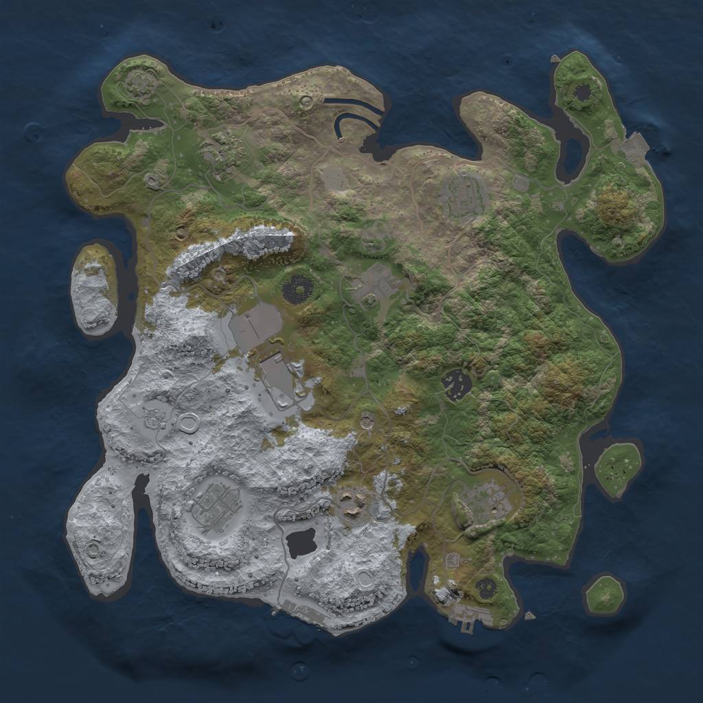 Rust Map: Procedural Map, Size: 3500, Seed: 272477287, 16 Monuments