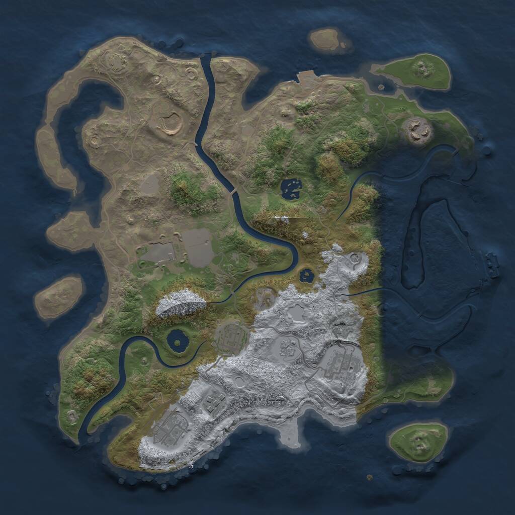 Rust Map: Procedural Map, Size: 3500, Seed: 89557555, 13 Monuments