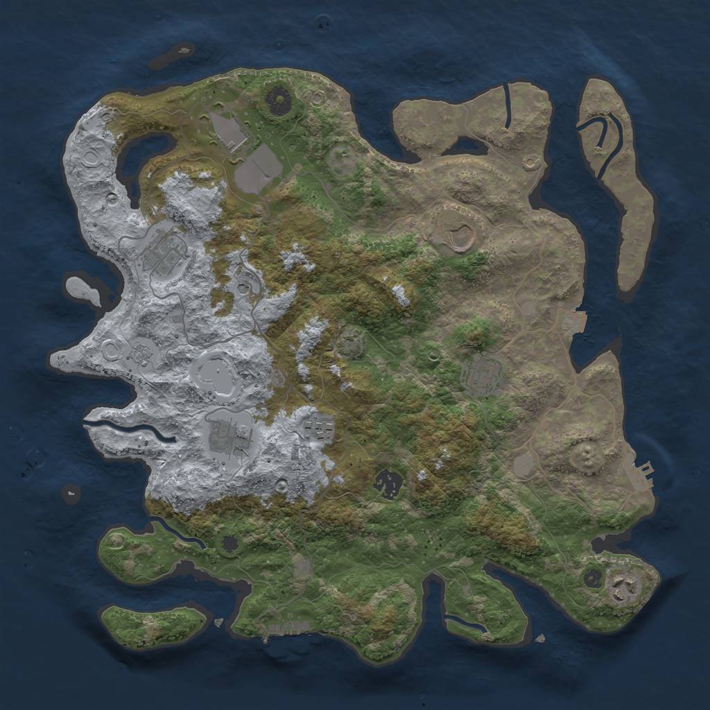 Rust Map: Procedural Map, Size: 3800, Seed: 15966383, 16 Monuments