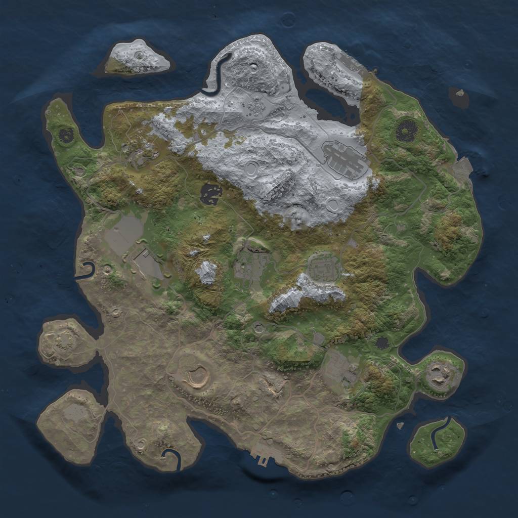 Rust Map: Procedural Map, Size: 3500, Seed: 263744760, 17 Monuments