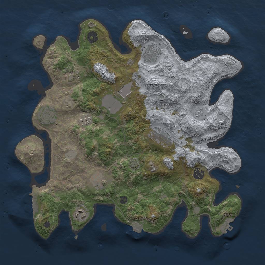 Rust Map: Procedural Map, Size: 3500, Seed: 443187676, 16 Monuments