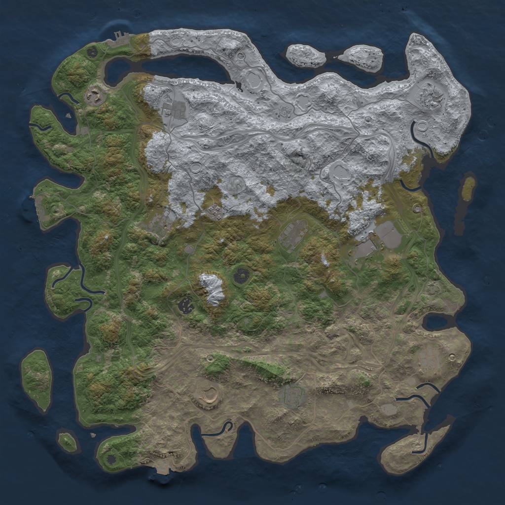 Rust Map: Procedural Map, Size: 4800, Seed: 885891738, 19 Monuments