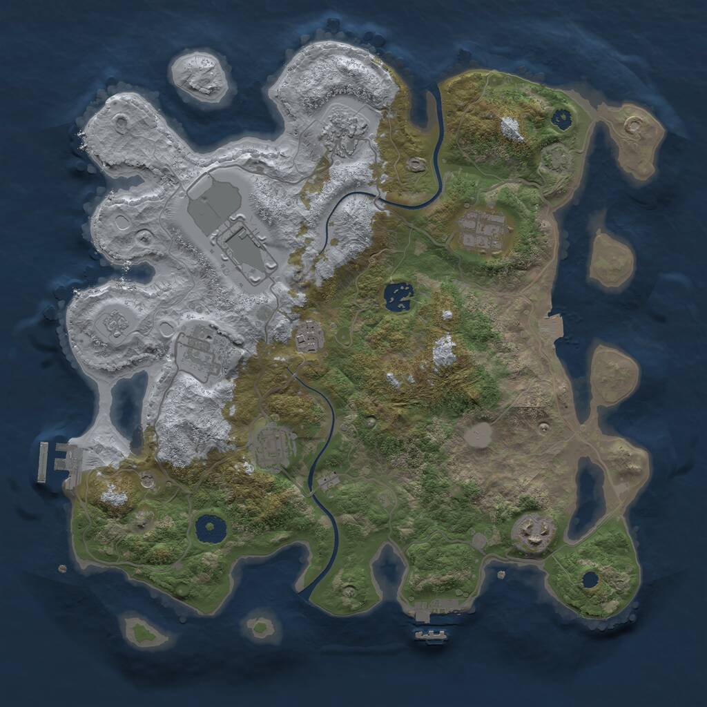 Rust Map: Procedural Map, Size: 3500, Seed: 1430262775, 14 Monuments