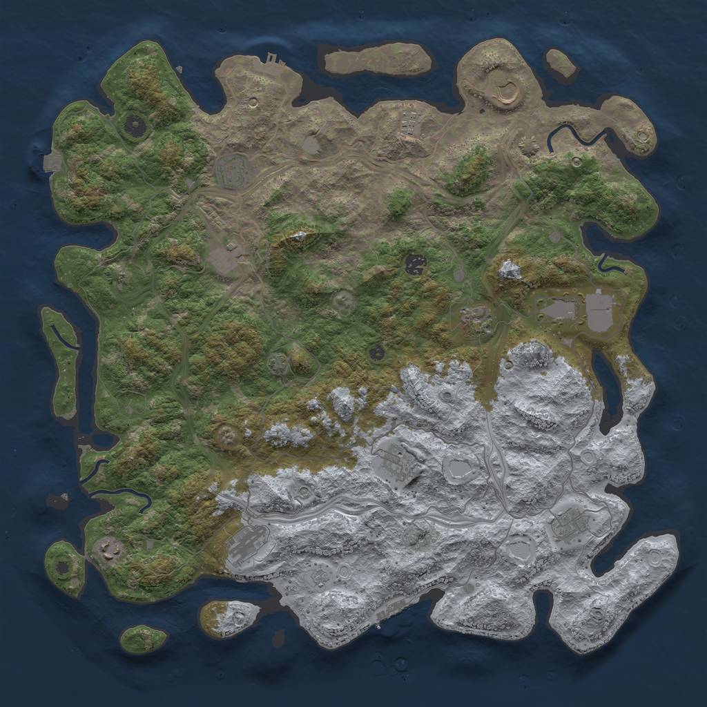 Rust Map: Procedural Map, Size: 4800, Seed: 1064488200, 19 Monuments