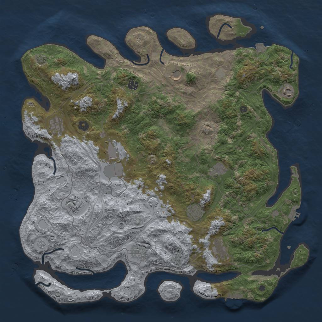 Rust Map: Procedural Map, Size: 4500, Seed: 25178, 19 Monuments