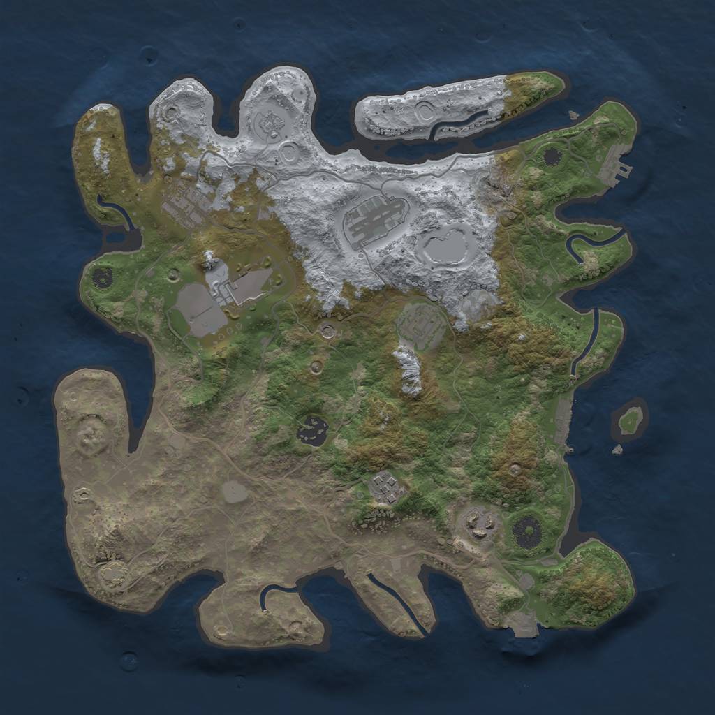 Rust Map: Procedural Map, Size: 3500, Seed: 1461980150, 15 Monuments