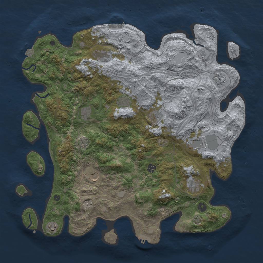 Rust Map: Procedural Map, Size: 4500, Seed: 499331054, 19 Monuments