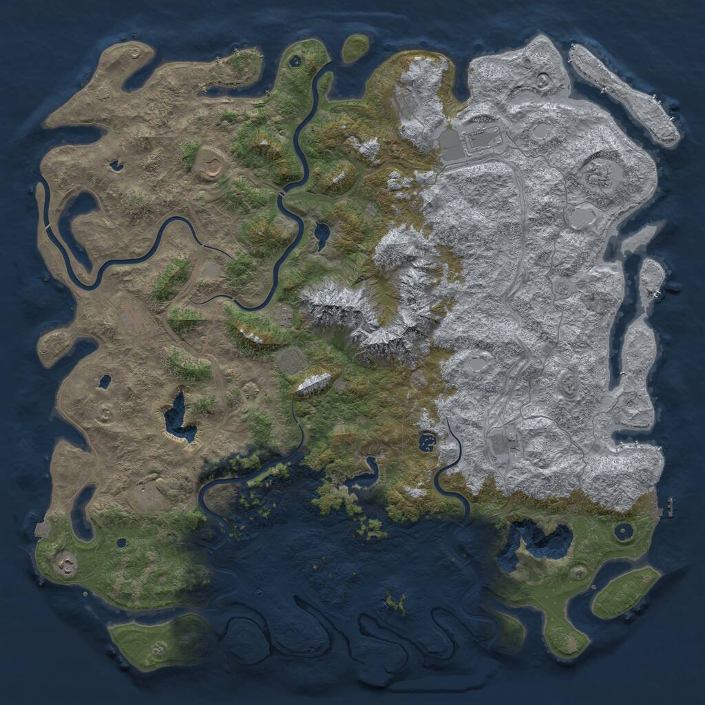 Rust Map: Procedural Map, Size: 6000, Seed: 746561701, 17 Monuments