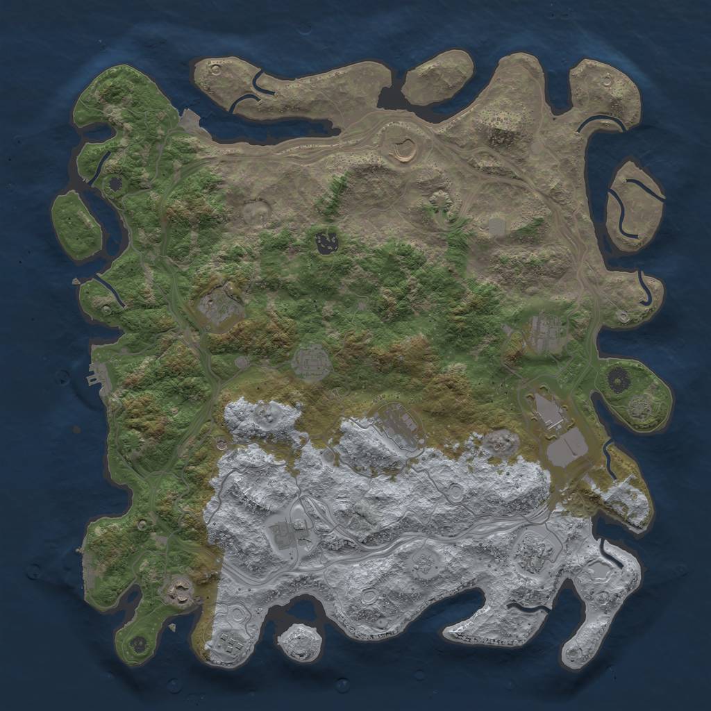 Rust Map: Procedural Map, Size: 4500, Seed: 1171180597, 19 Monuments