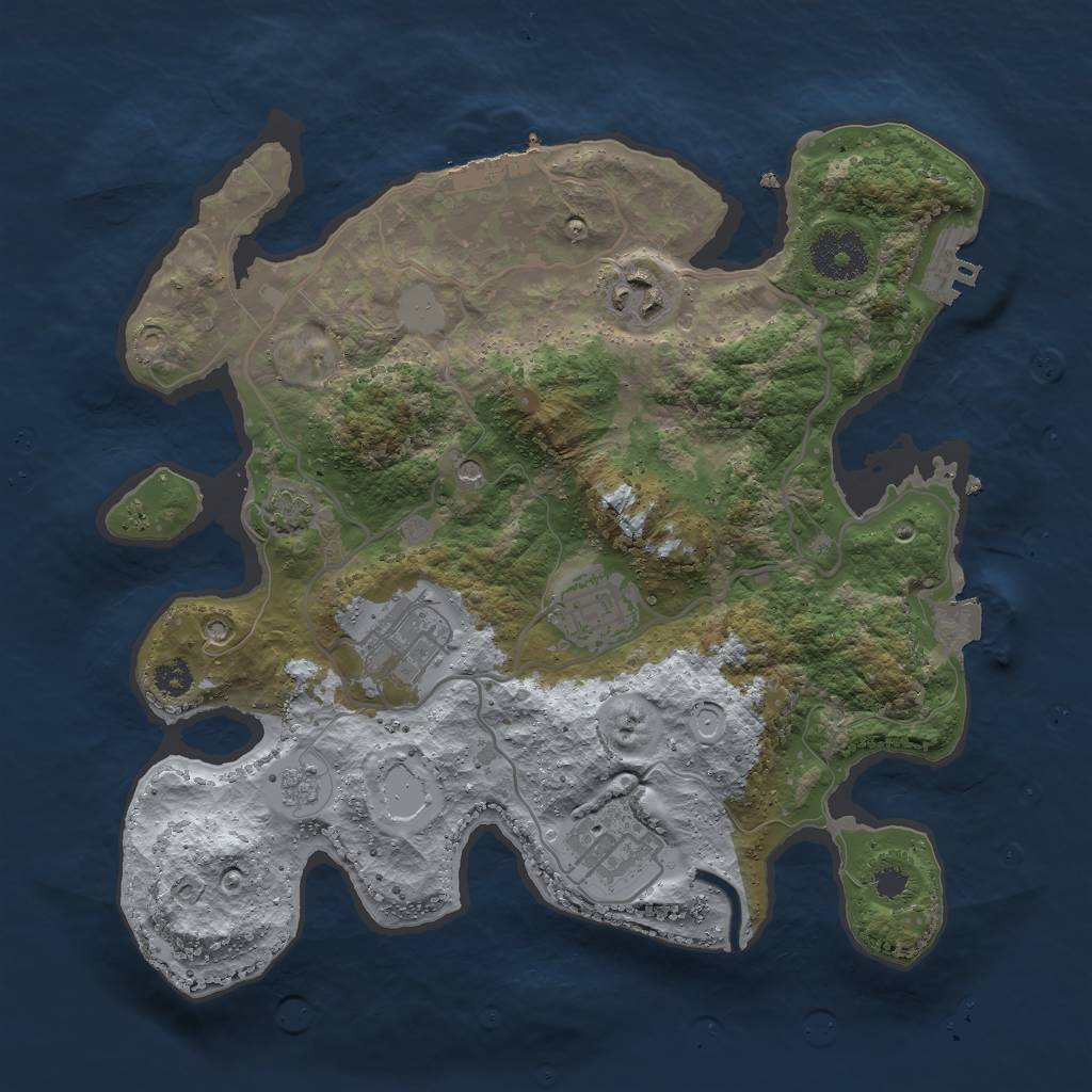 Rust Map: Procedural Map, Size: 3000, Seed: 254346838, 12 Monuments