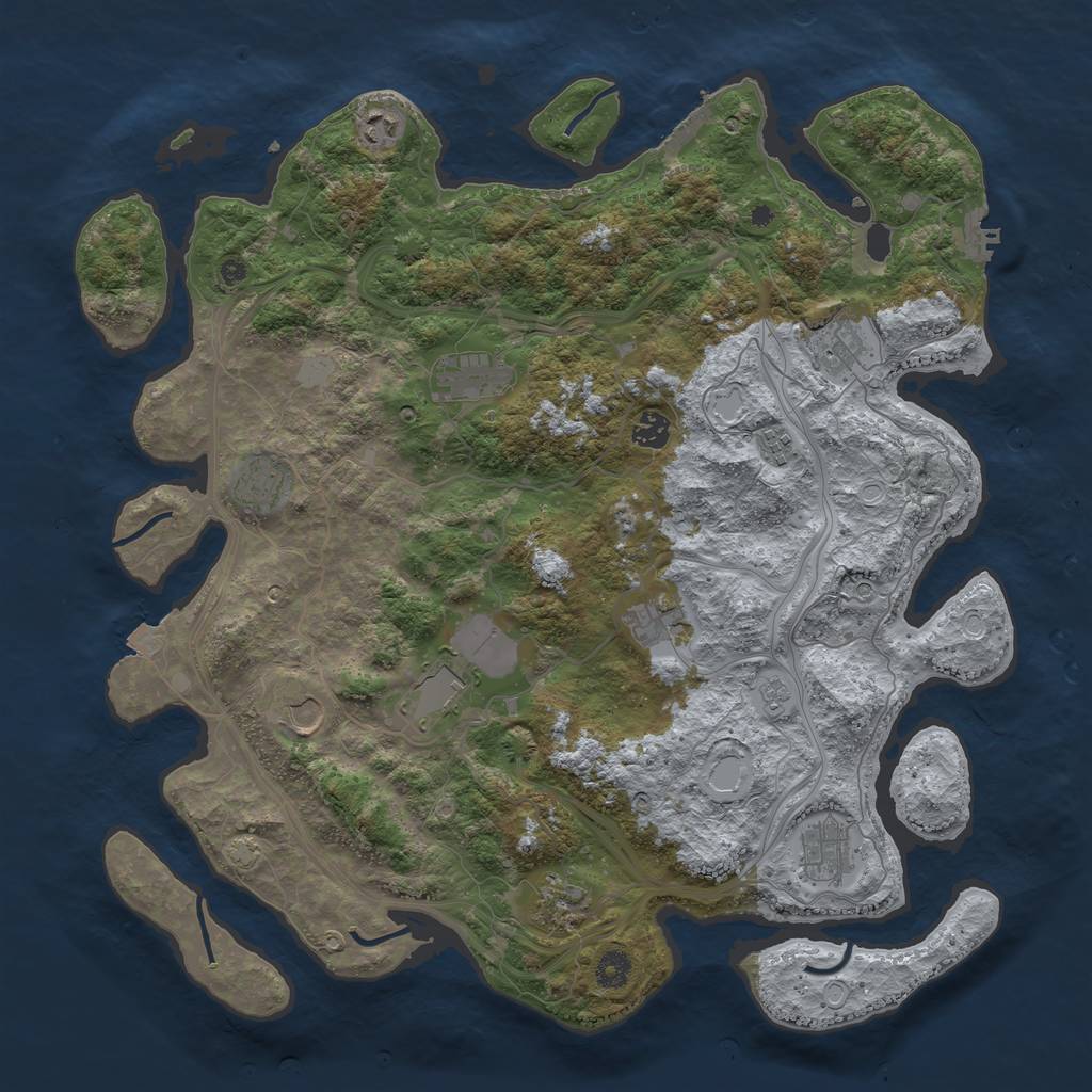 Rust Map: Procedural Map, Size: 4350, Seed: 579760024, 19 Monuments