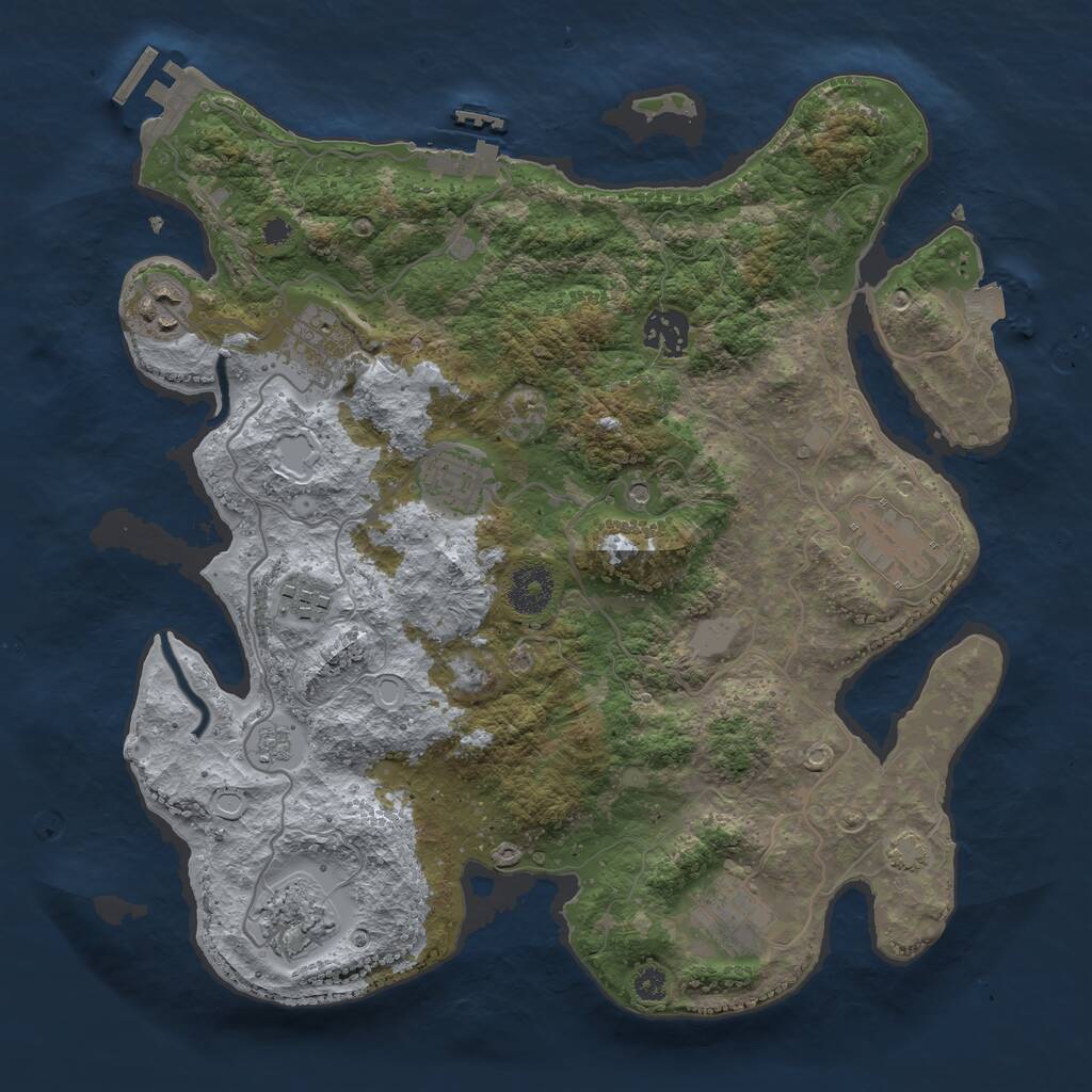 Rust Map: Procedural Map, Size: 3400, Seed: 1466576131, 14 Monuments