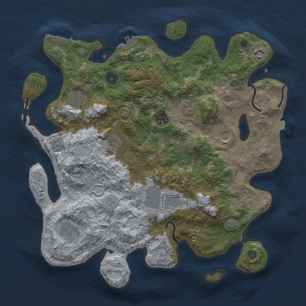 Rust Map: Procedural Map, Size: 3800, Seed: 15851214, 16 Monuments