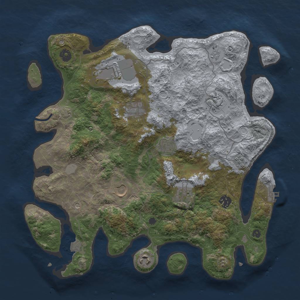 Rust Map: Procedural Map, Size: 3700, Seed: 1300844915, 16 Monuments
