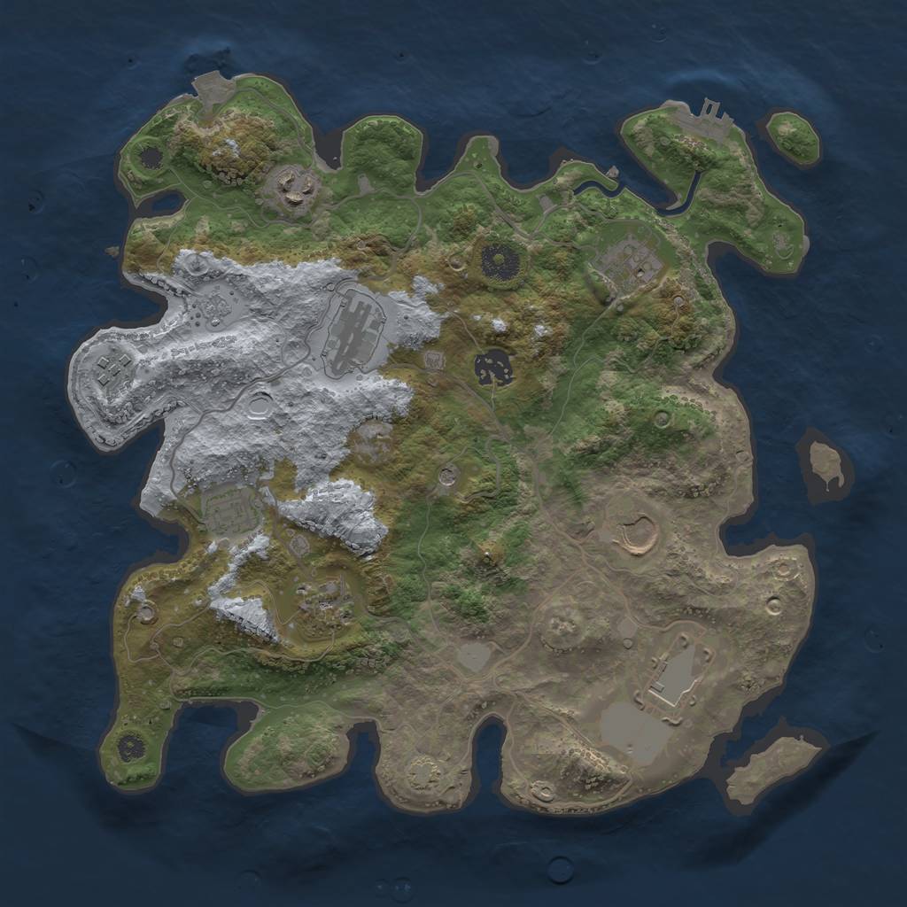 Rust Map: Procedural Map, Size: 3500, Seed: 93456847, 16 Monuments