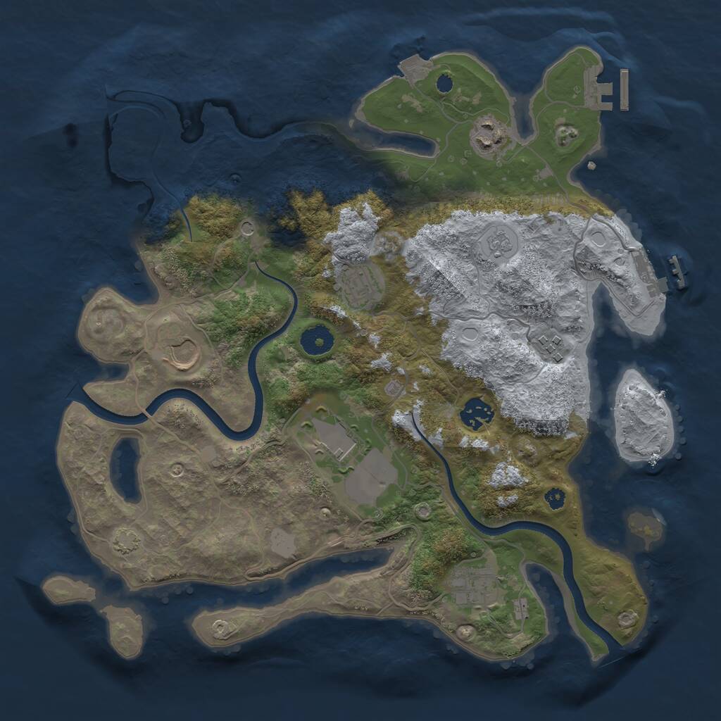 Rust Map: Procedural Map, Size: 3500, Seed: 164642685, 13 Monuments