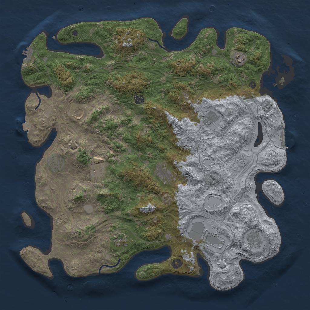 Rust Map: Procedural Map, Size: 4500, Seed: 1752834104, 19 Monuments