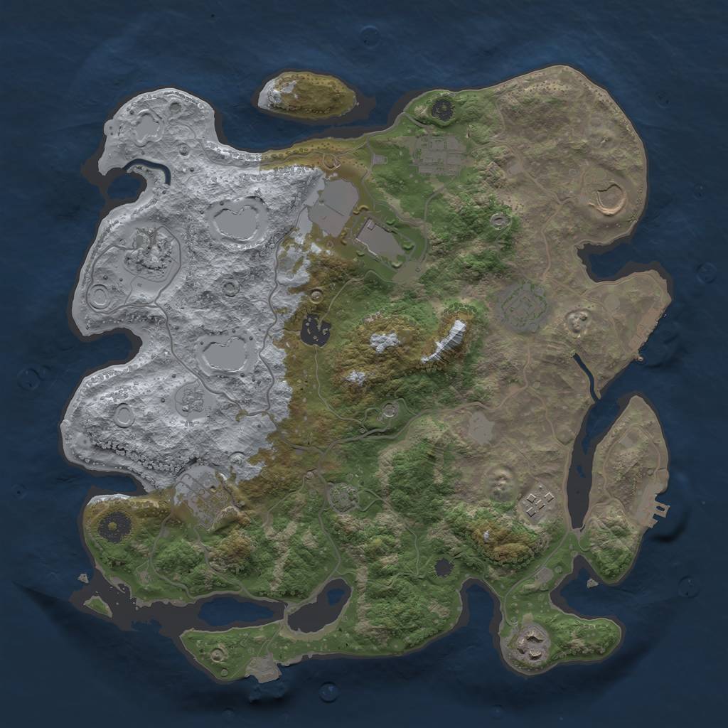 Rust Map: Procedural Map, Size: 3500, Seed: 25458630, 17 Monuments