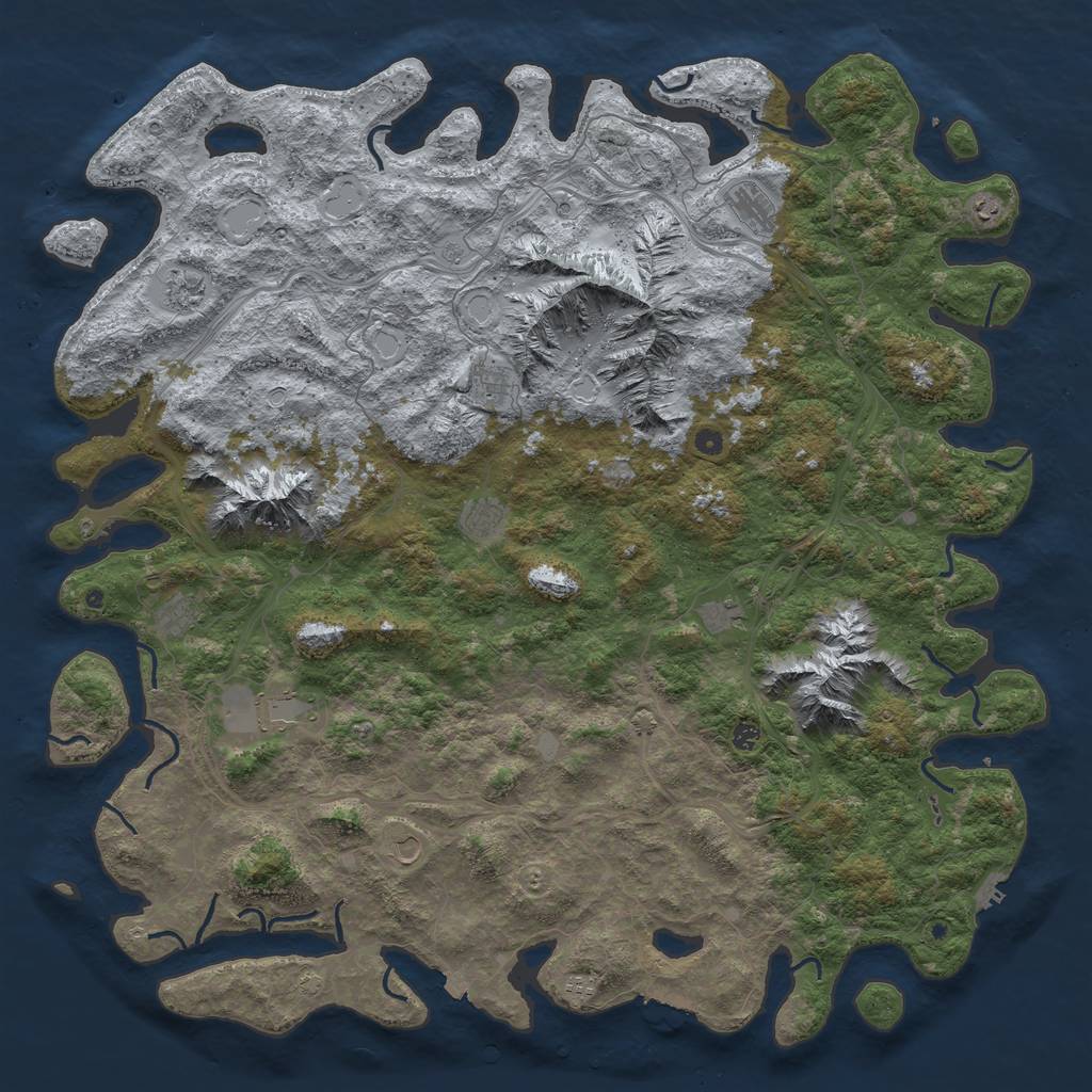 Rust Map: Procedural Map, Size: 6000, Seed: 1486991868, 19 Monuments