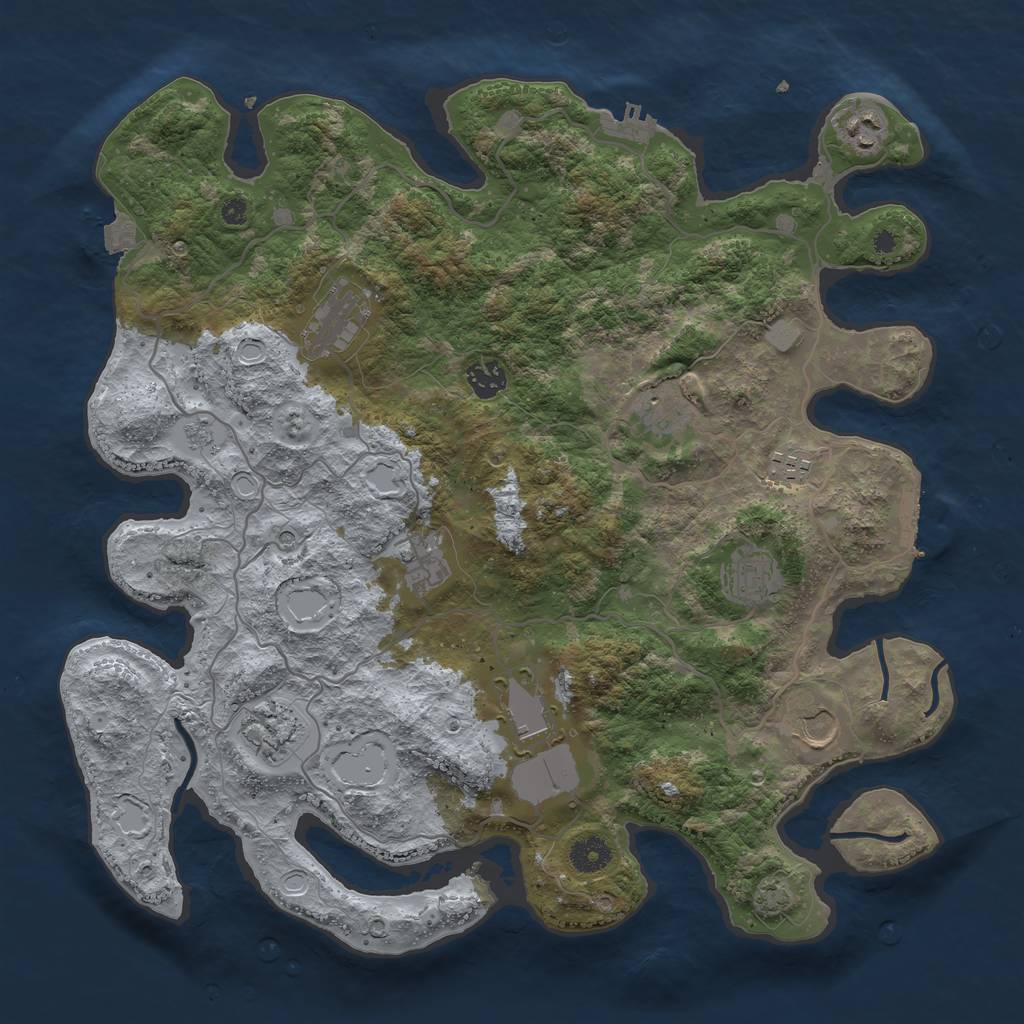 Rust Map: Procedural Map, Size: 4000, Seed: 990262, 18 Monuments