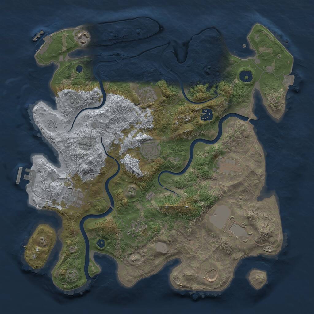 Rust Map: Procedural Map, Size: 3700, Seed: 604593990, 16 Monuments