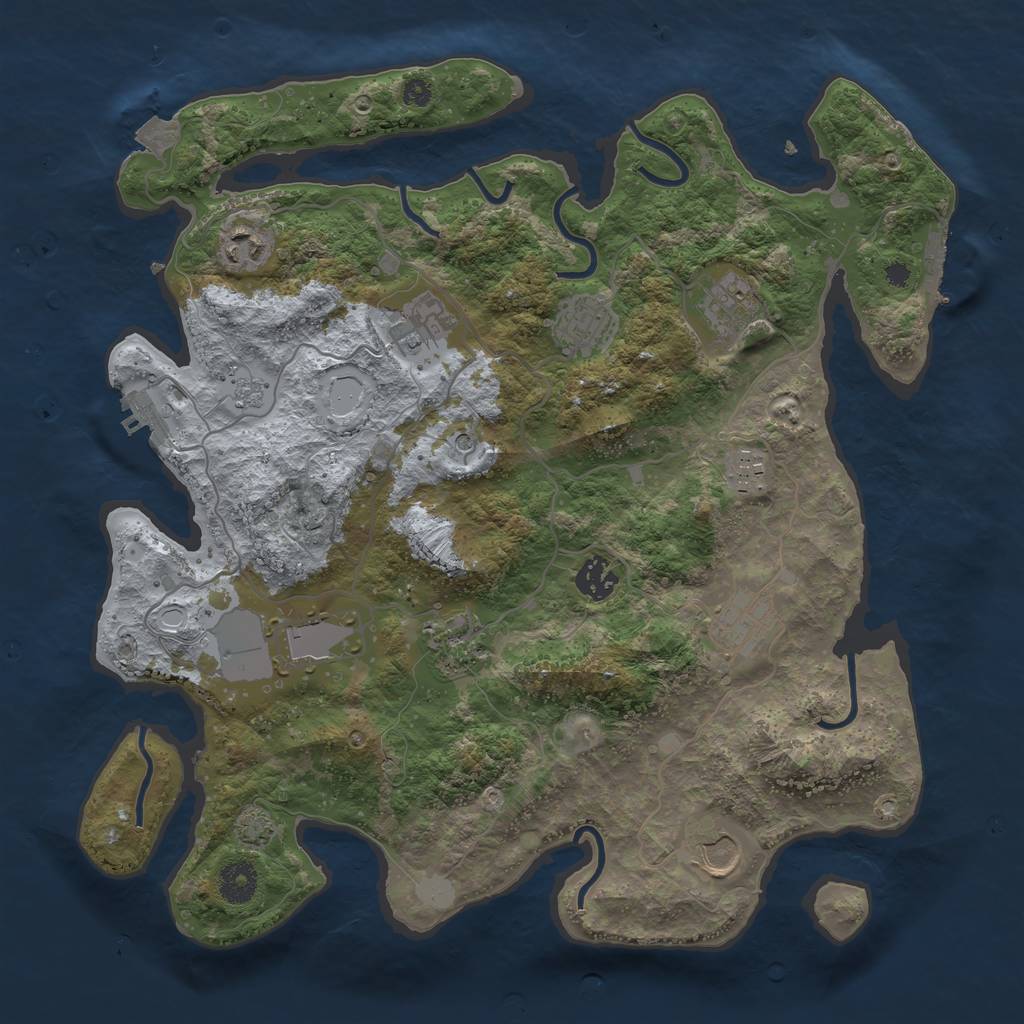 Rust Map: Procedural Map, Size: 3700, Seed: 604593990, 18 Monuments