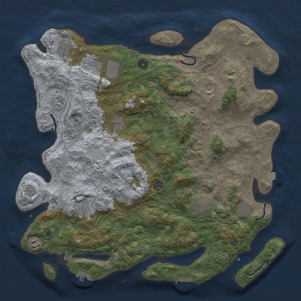 Rust Map: Procedural Map, Size: 4500, Seed: 371214, 19 Monuments