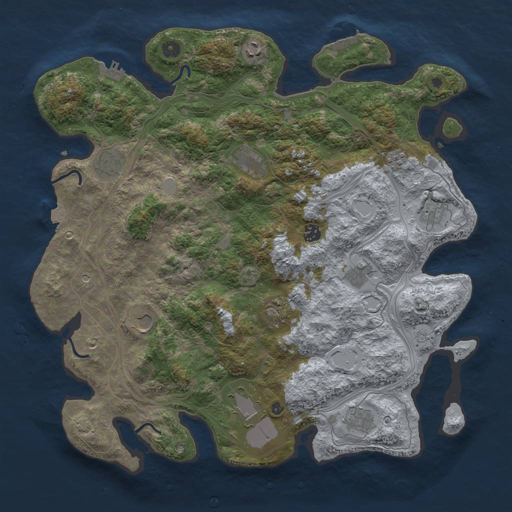 Rust Map: Procedural Map, Size: 4250, Seed: 793155243, 19 Monuments