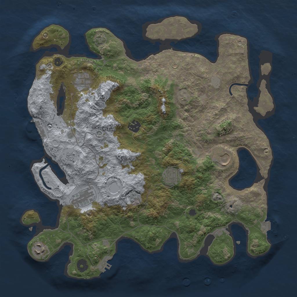 Rust Map: Procedural Map, Size: 3700, Seed: 72480230, 15 Monuments