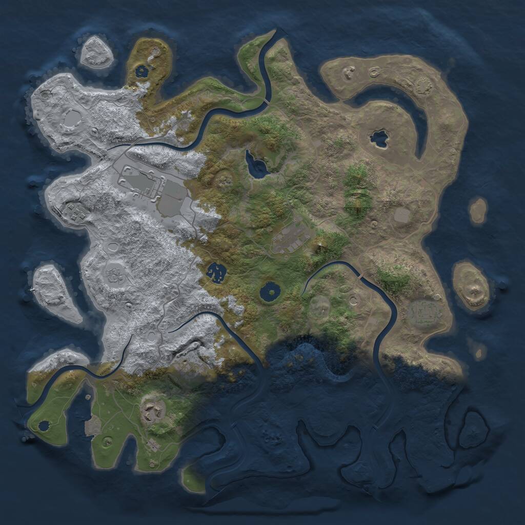 Rust Map: Procedural Map, Size: 4000, Seed: 1352576824, 12 Monuments