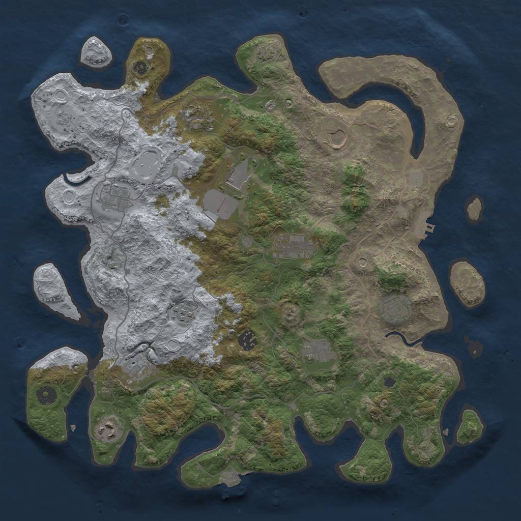 Rust Map: Procedural Map, Size: 4000, Seed: 1352576824, 18 Monuments