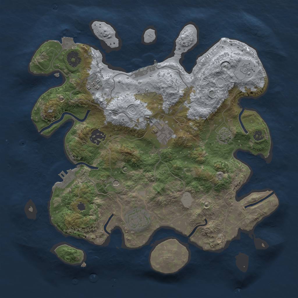 Rust Map: Procedural Map, Size: 3000, Seed: 409665045, 12 Monuments