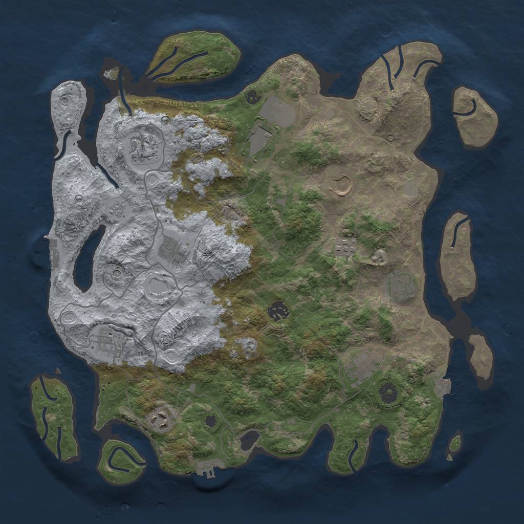 Rust Map: Procedural Map, Size: 4000, Seed: 919503348, 18 Monuments